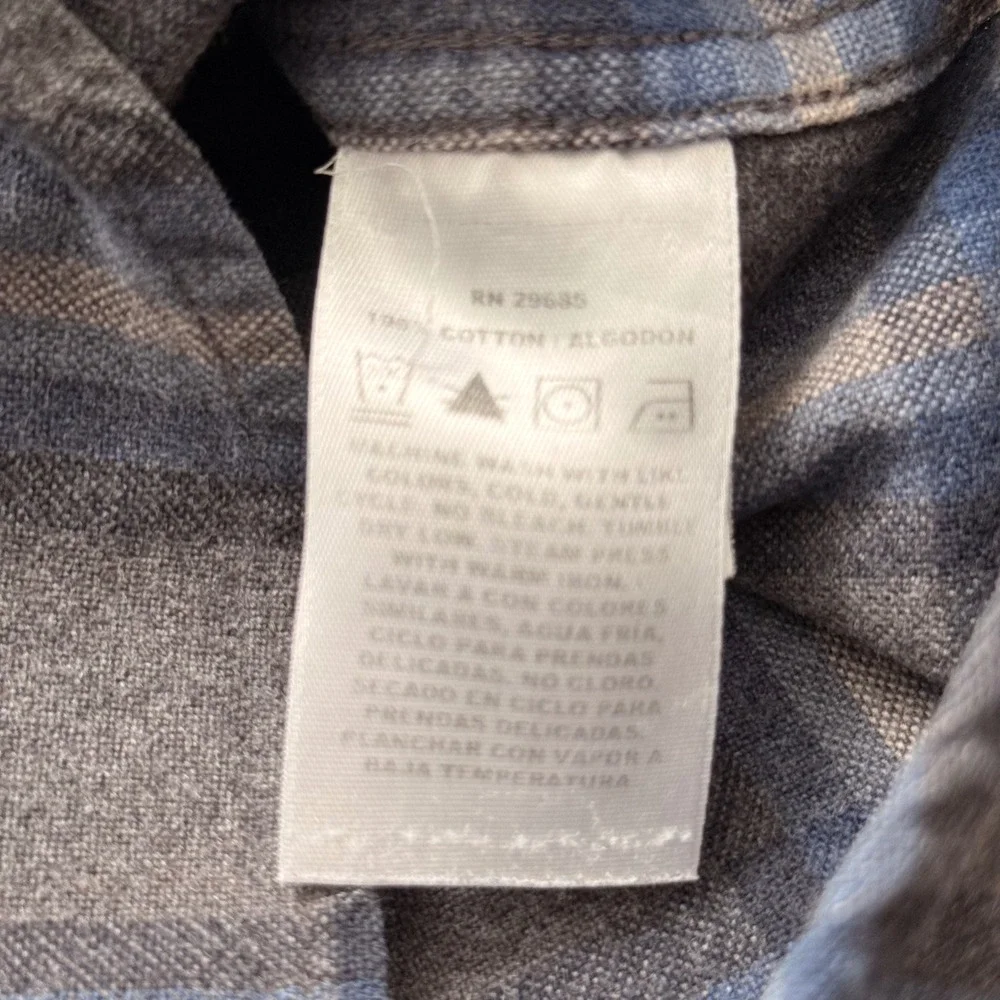 Pendleton Mason Plaid Flannel Button Down Shirt Men's Medium Gray Blue Casual - Picture 6 of 6